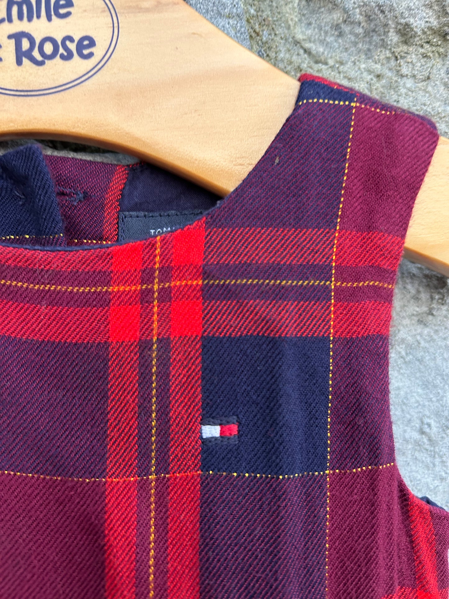 TH Red&navy check dress  3-6m (62-68cm)