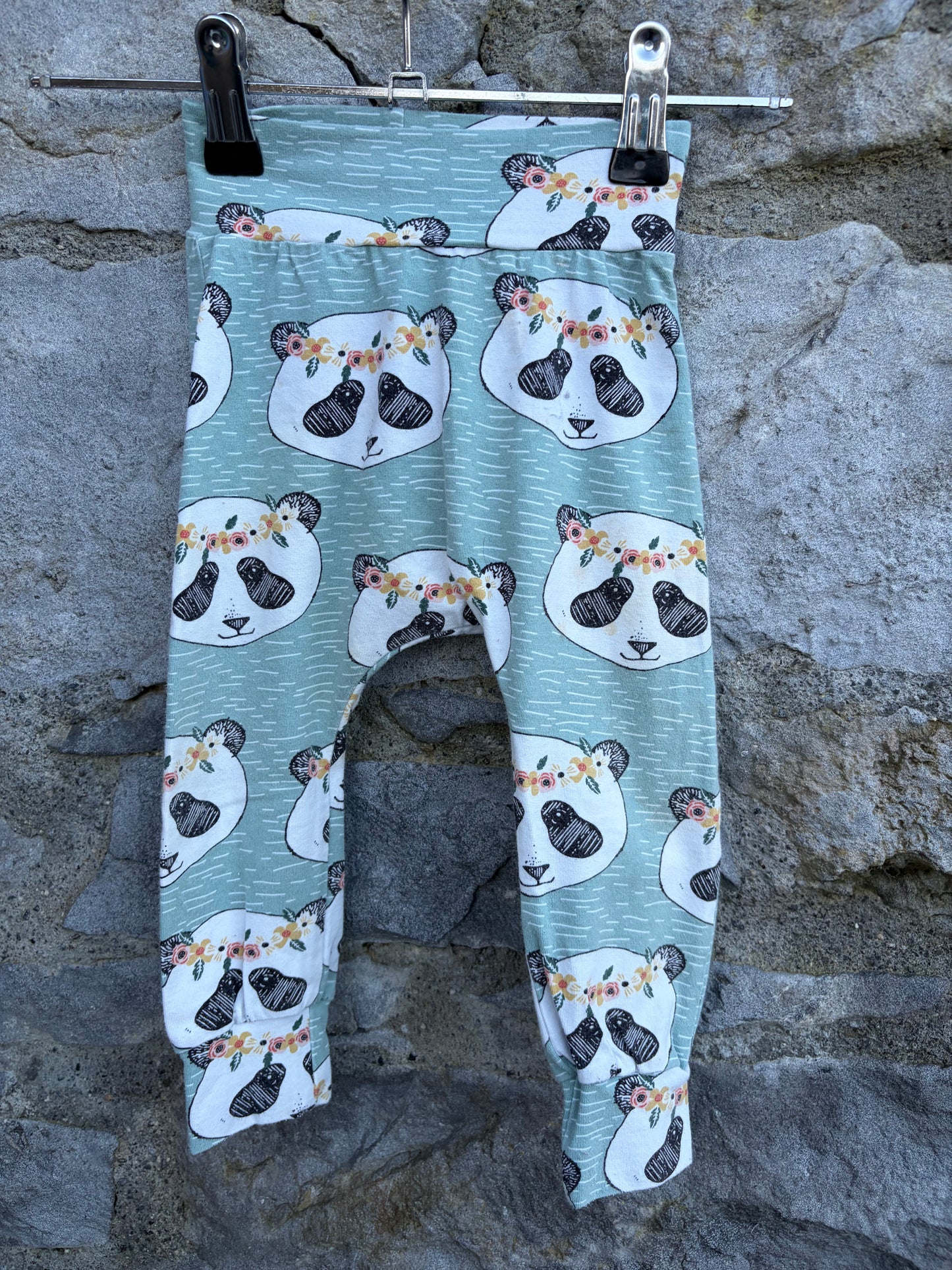Panda green rib pants  9m (74cm)