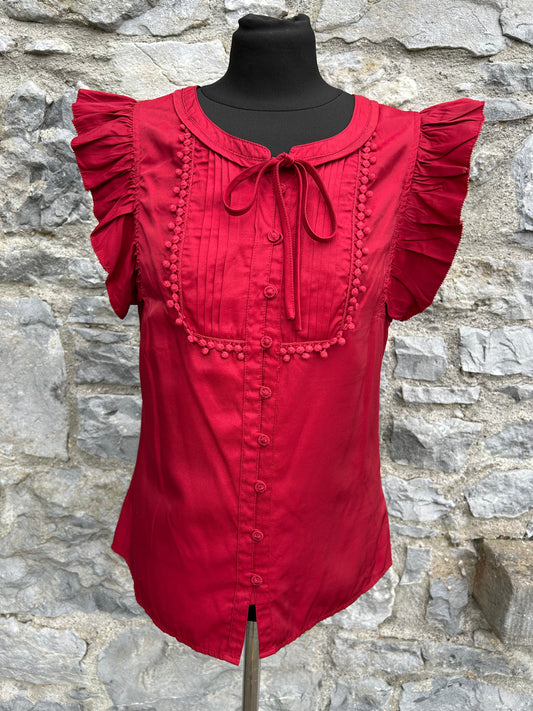 Red frill blouse uk 12