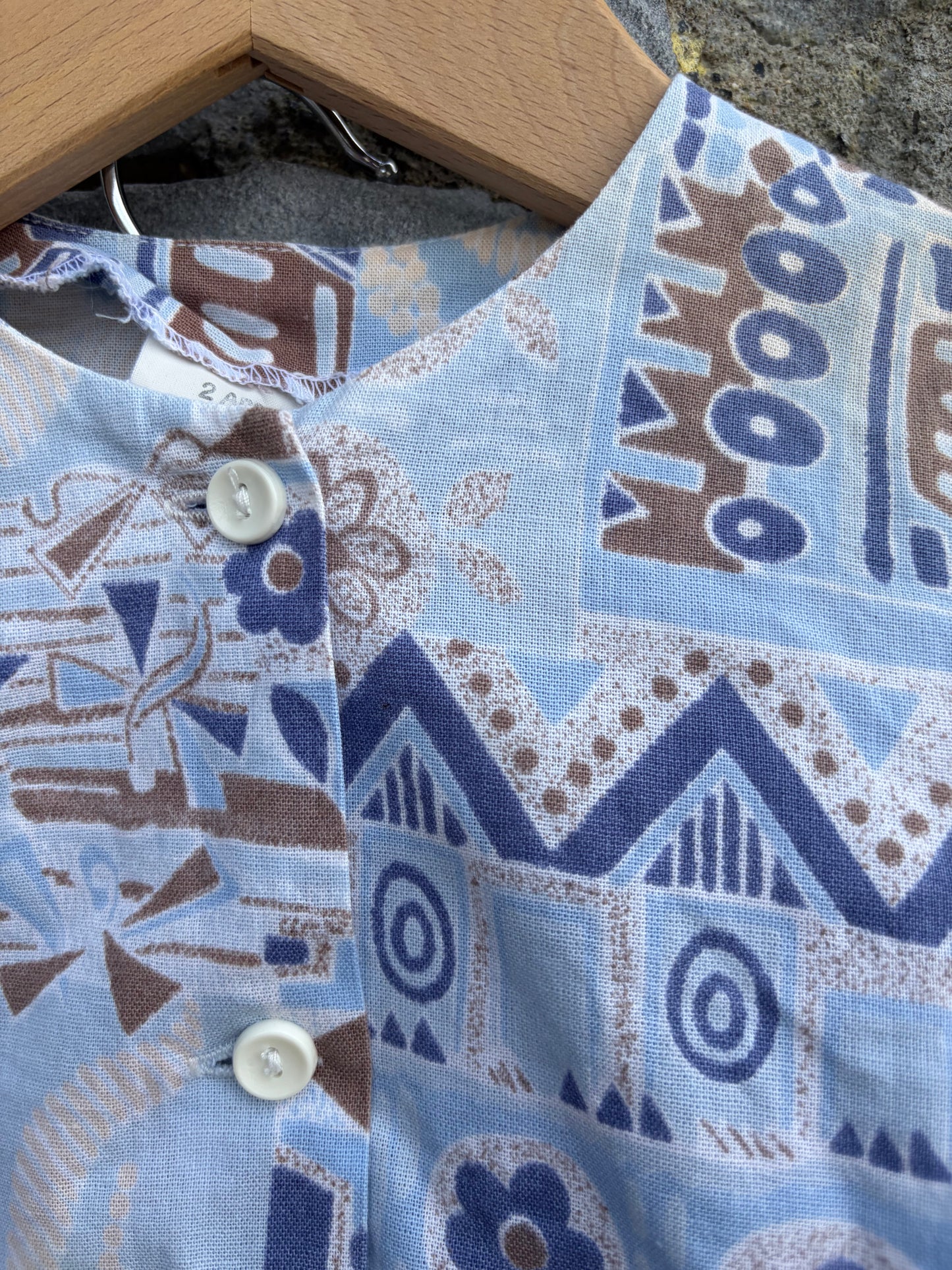 90s blue abstract top&skirt 2y (92cm)