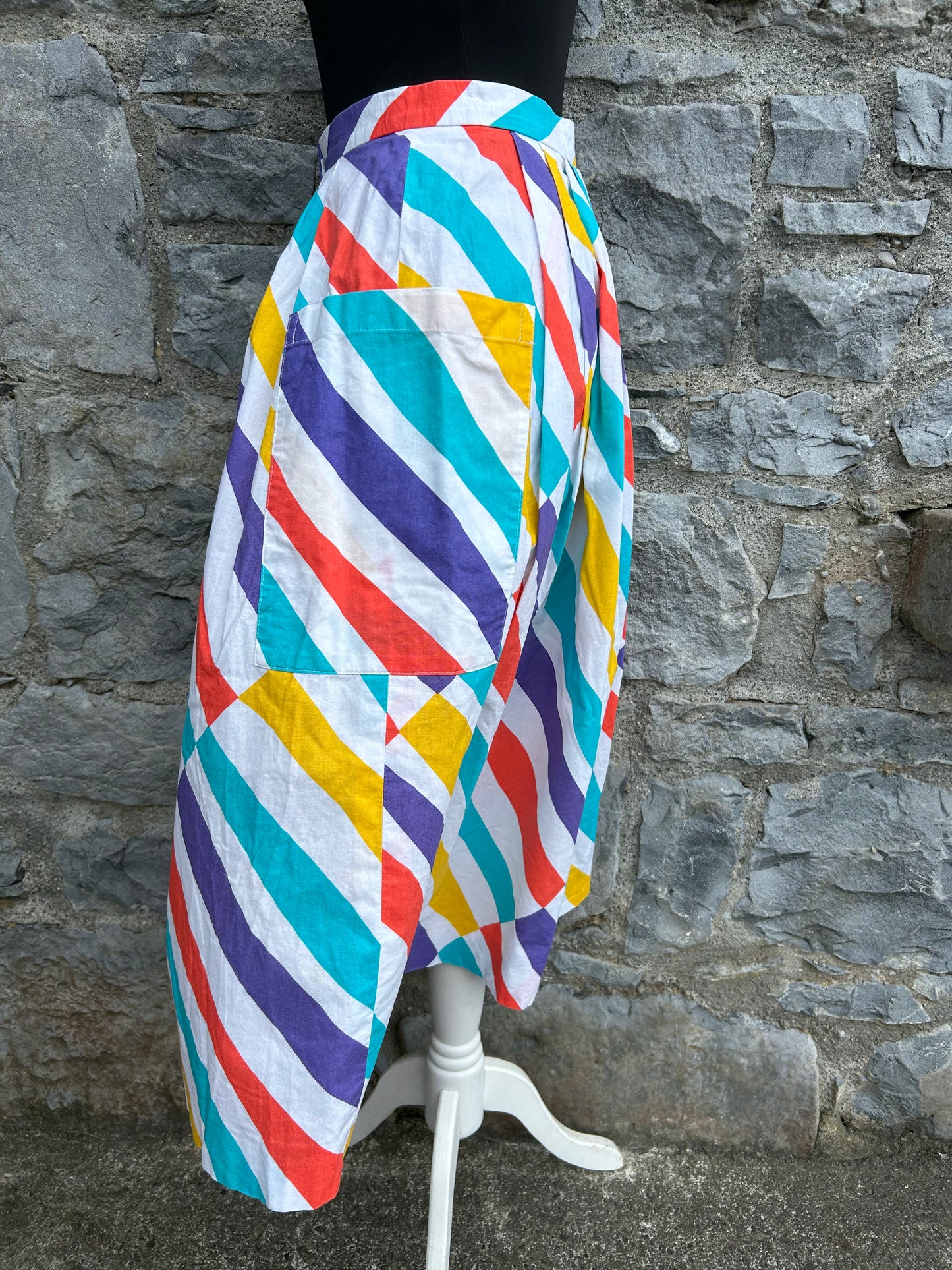 80s rainbow stripes skirt uk 6-8