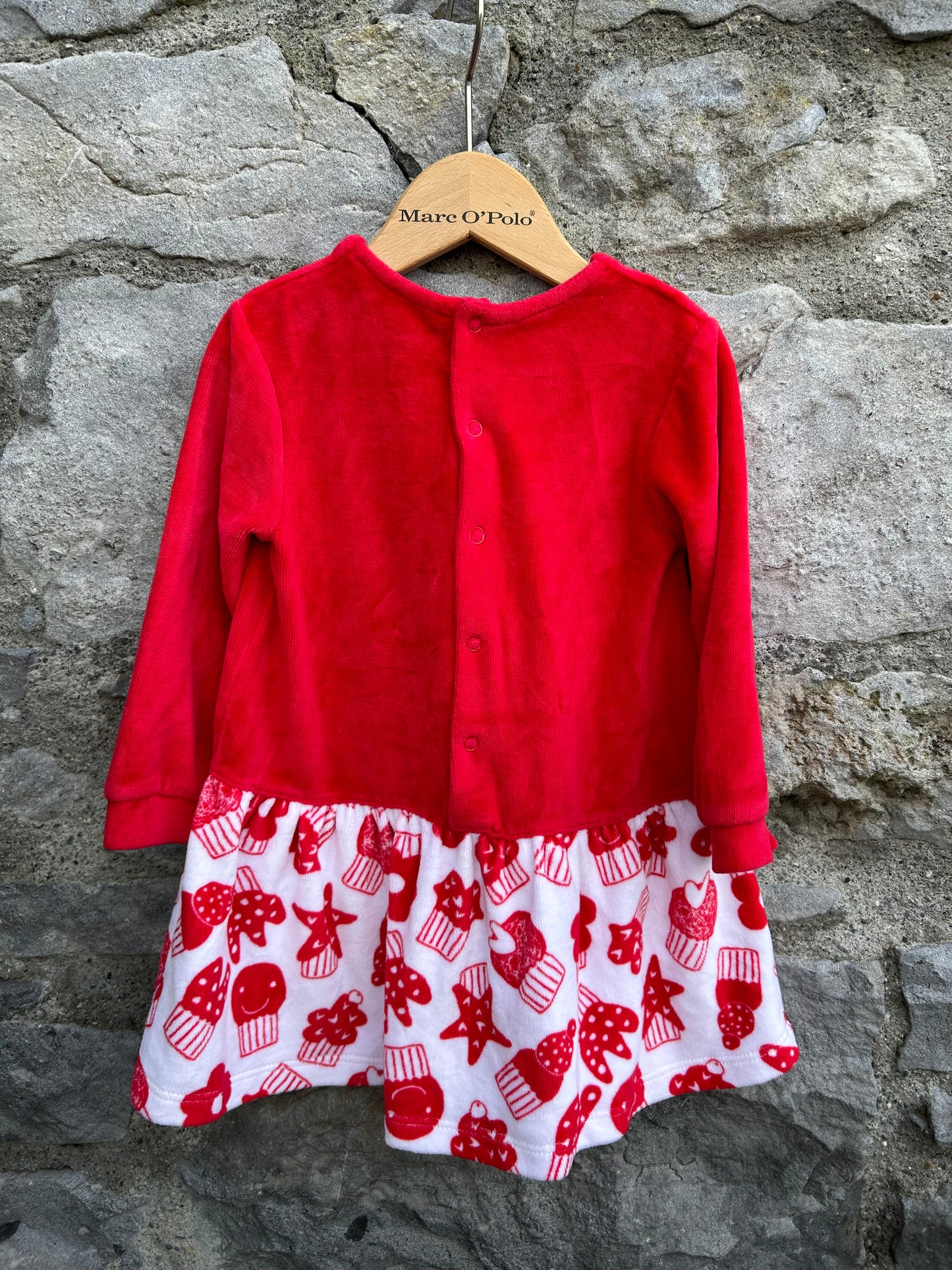 Cupcakes Red velour dress 12m (80cm)