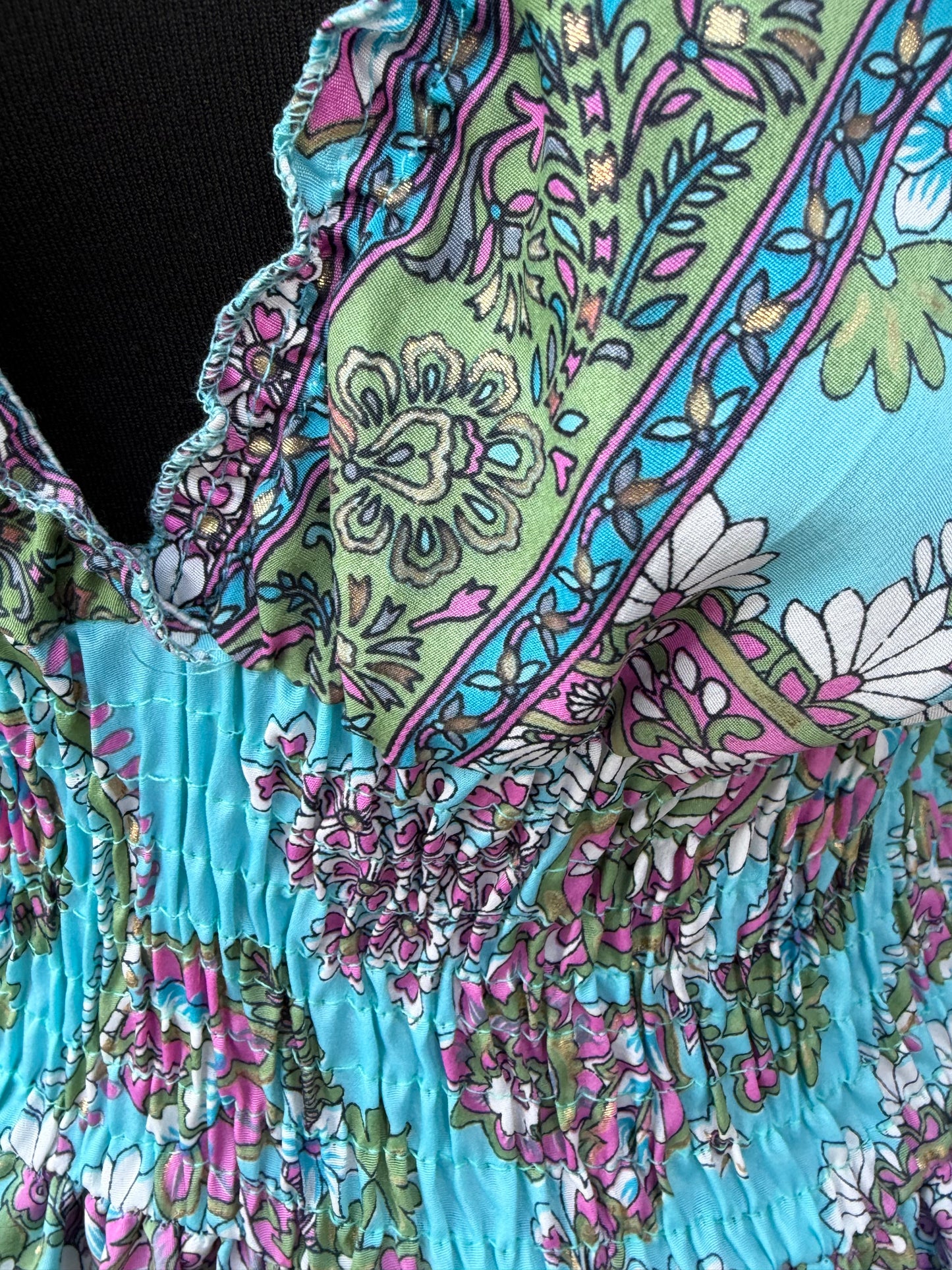 Blue floral maxi silk dress 10-12