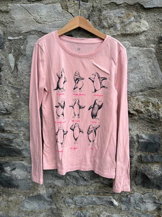 Penguins pink top  10y (140cm)