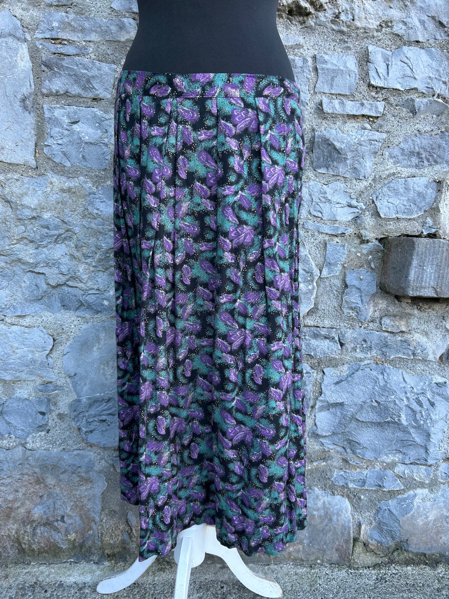 80s Purple&green leaves skirt uk 12