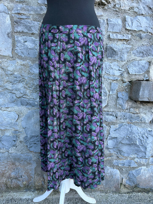 80s Purple&green leaves skirt uk 12