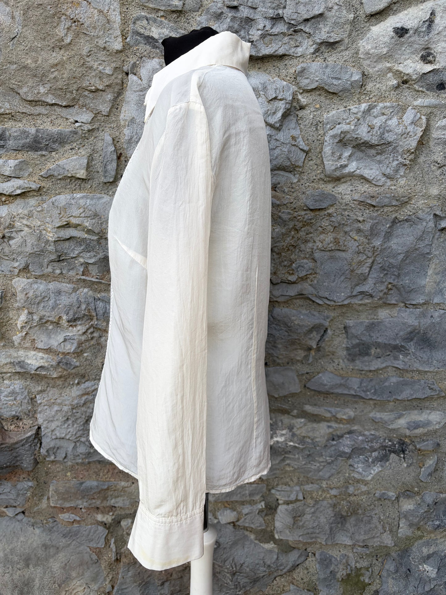 90s ecru silk blouse uk 10-12