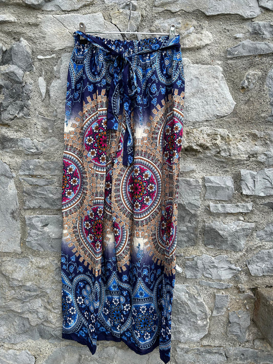 Blue&beige mandalas palazzo pants uk 6-8