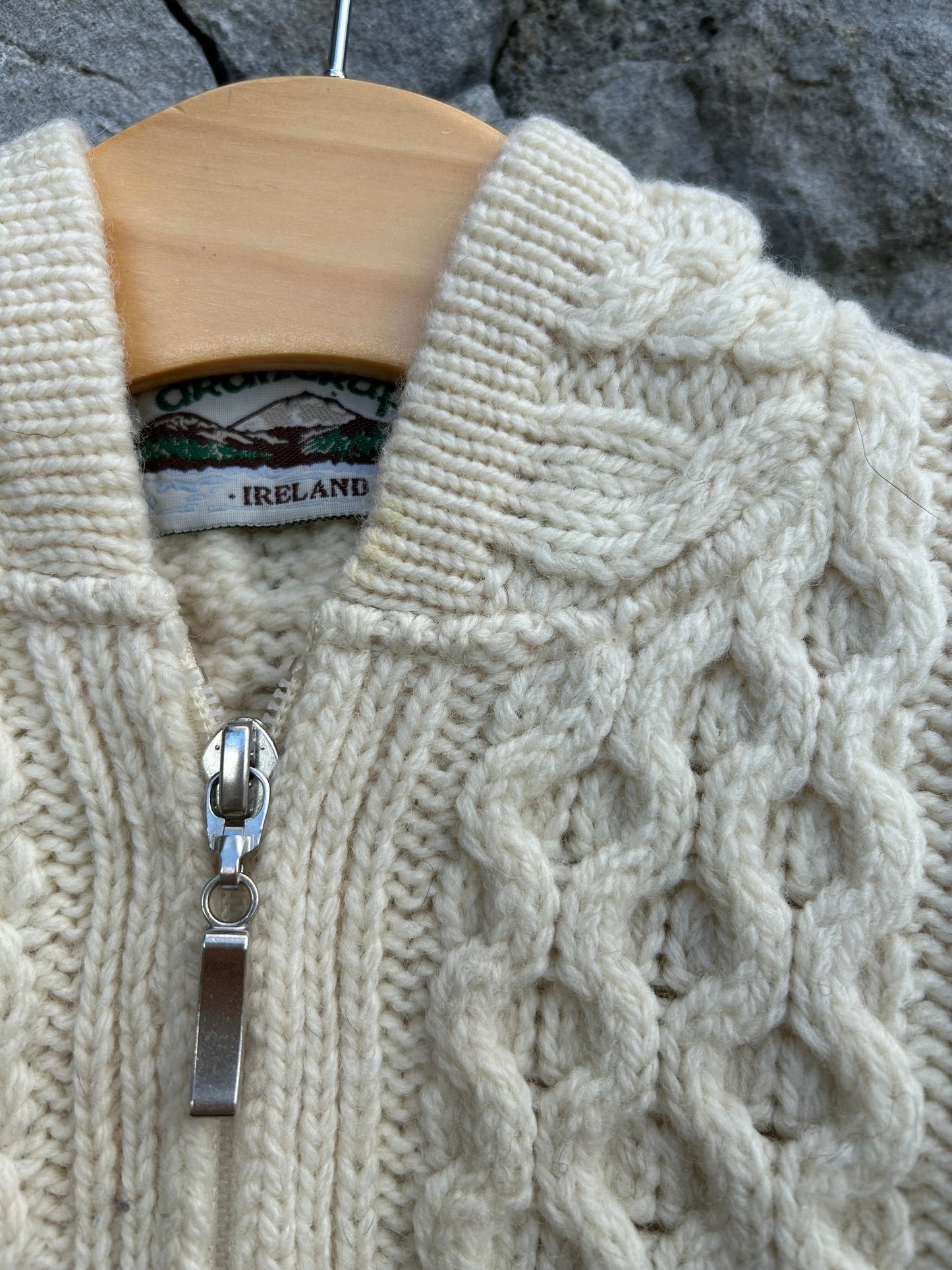 Aran style hooded cream cardigan  12m (80cm)