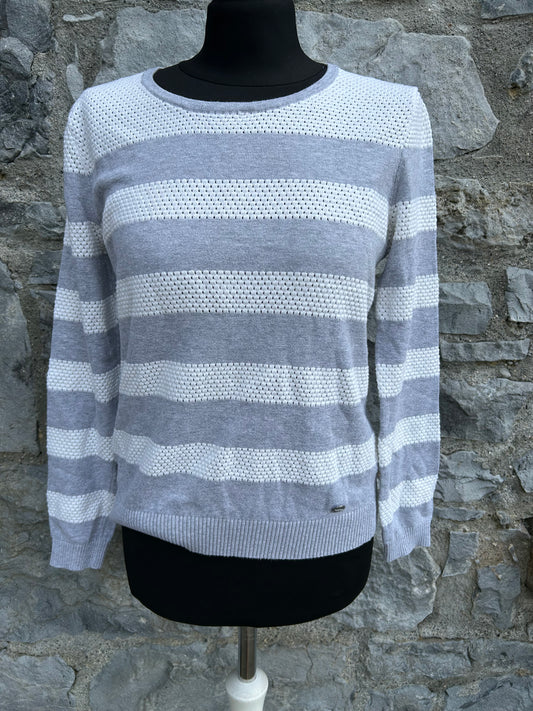 Grey&white stripy jumper  uk 8-10
