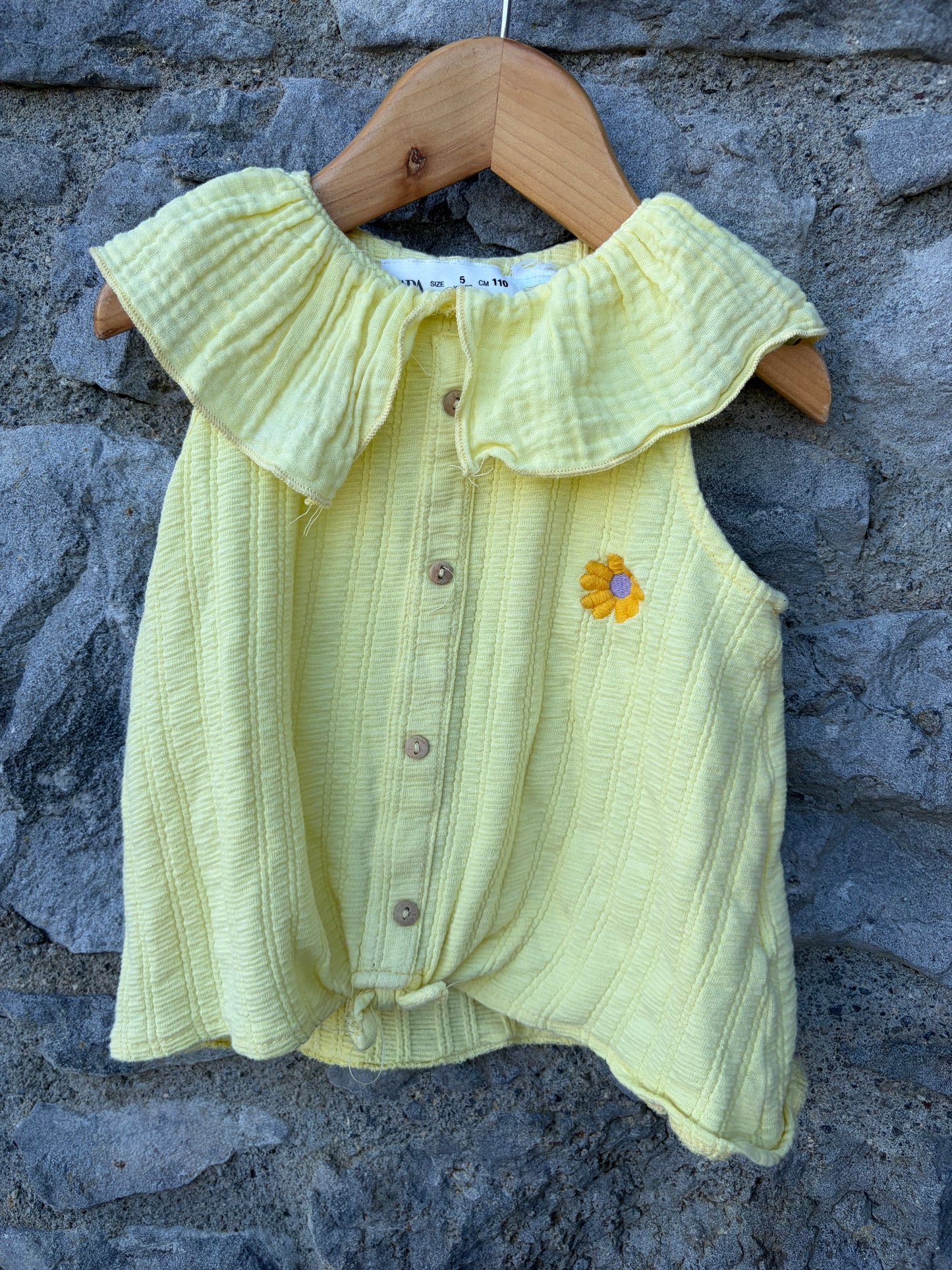 Yellow pointelle top  5y (110cm)