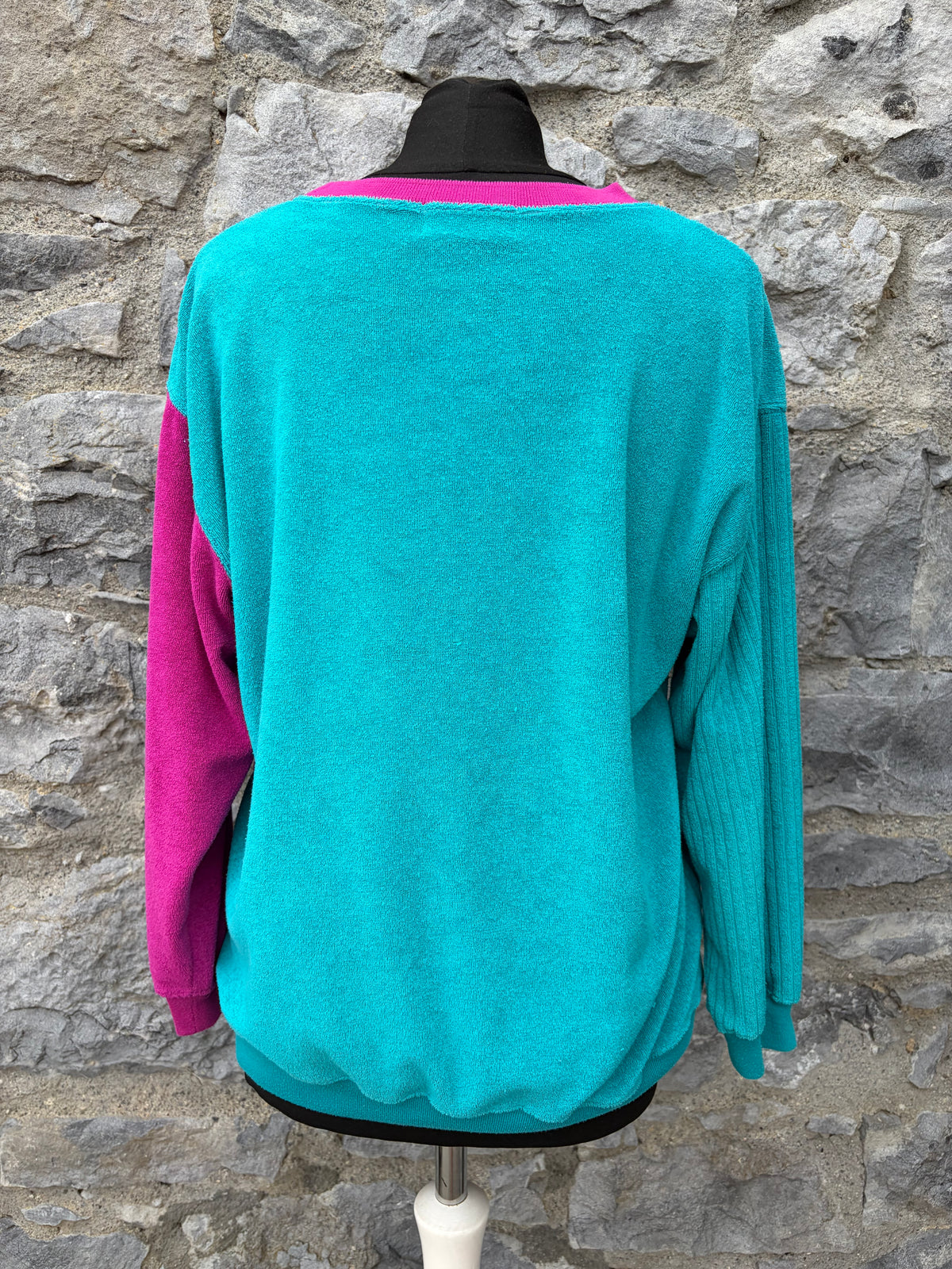 80s pink&turquoise sweatshirt uk 10-12