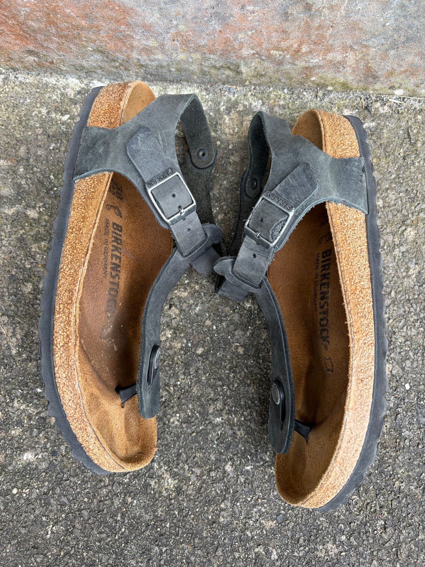 Kairo black oiled leather sandals  uk 5 (eu 38)
