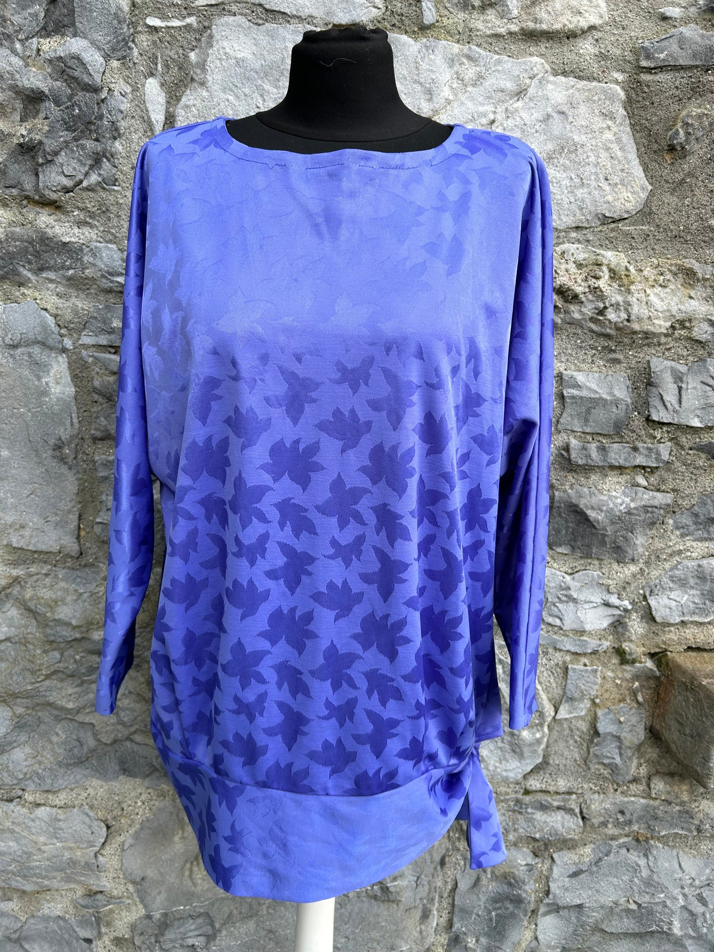 80s blue shimmer leaves top uk 16