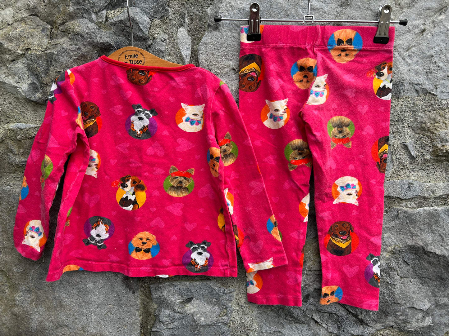 Doggies pink top&leggings 3-4y (98-104cm)