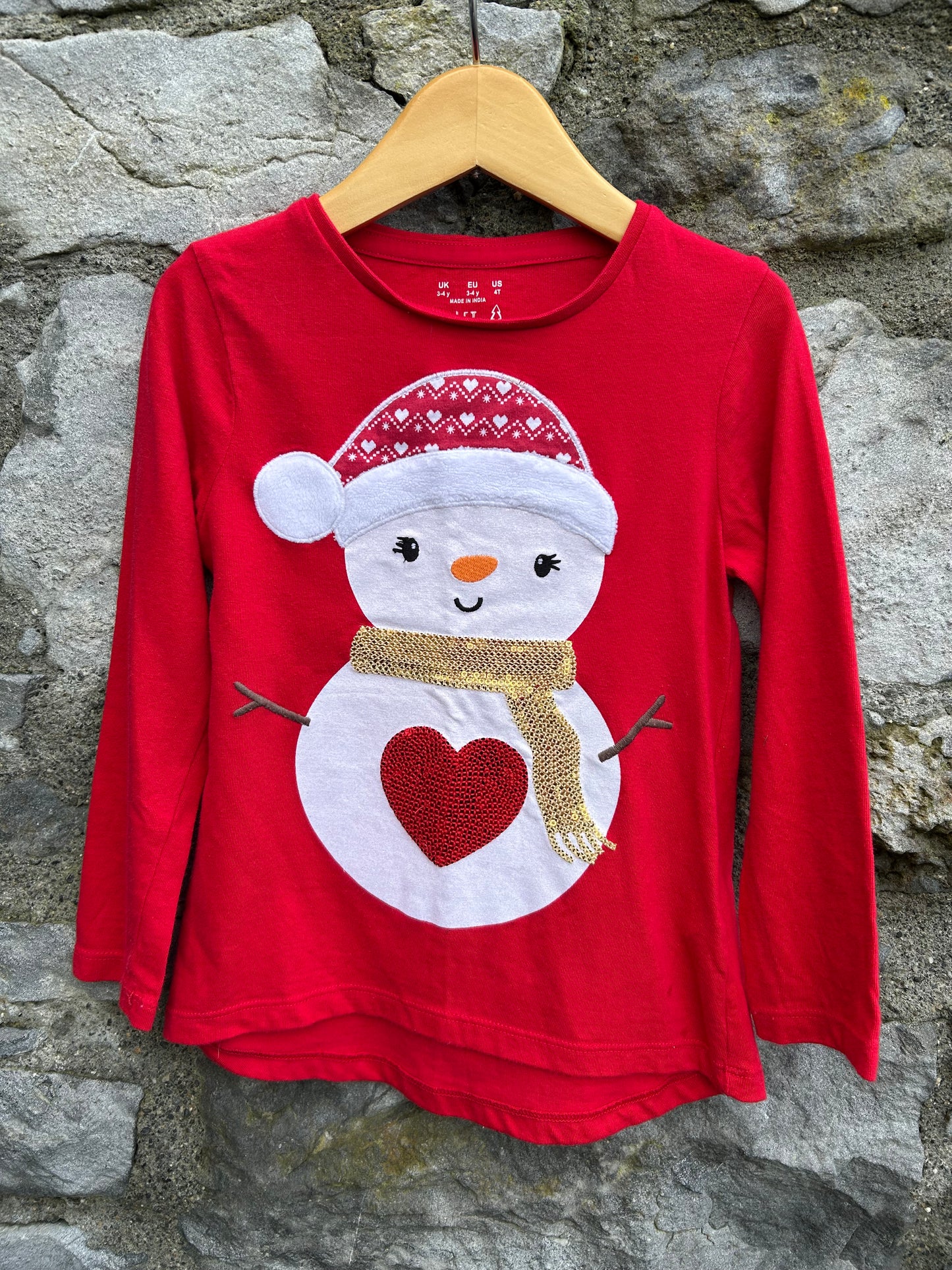Snowman red top  3-4y (98-104cm)