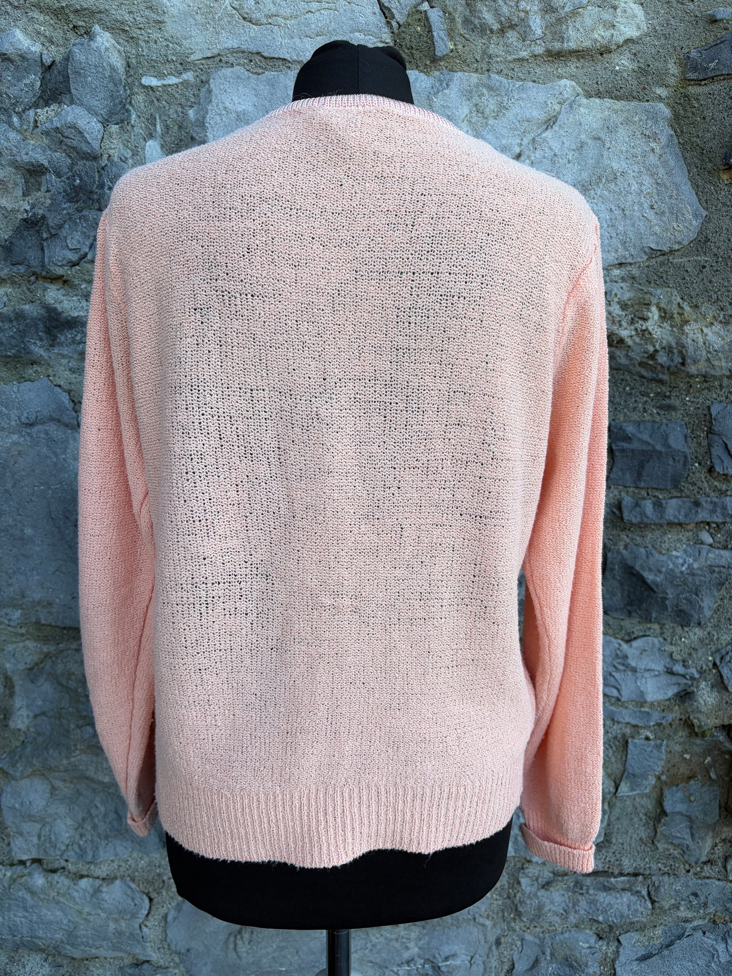90s embroidered peach jumper uk 12