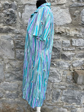 Load image into Gallery viewer, 80s Teal&amp;purple stripe dress uk 12
