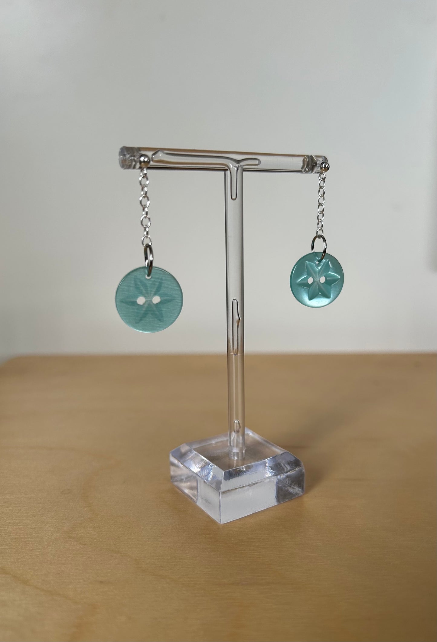 Light Blue button earrings