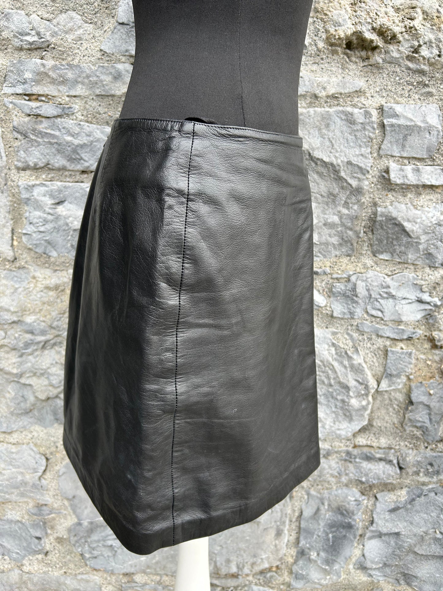 90s Black leather skirt uk 10