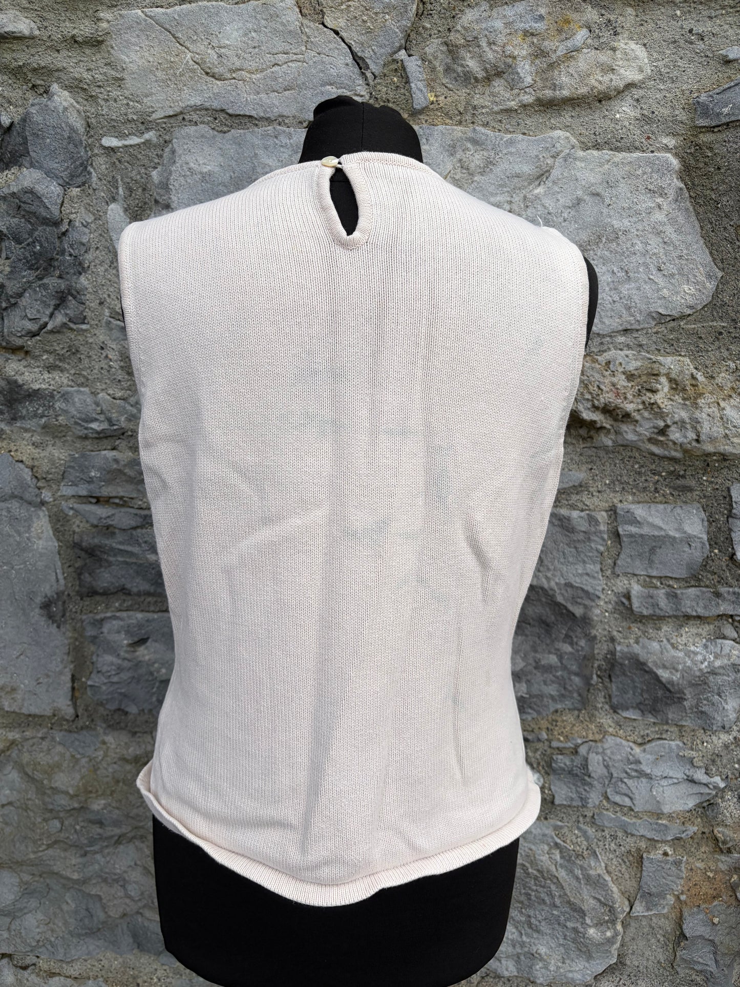 90s embroidered ivory knitted top uk 8-10