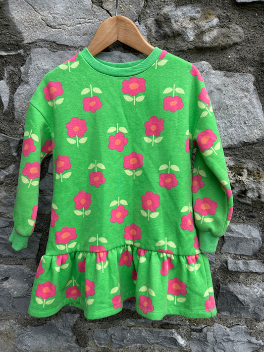 Flowers green sweat tunic 4-5y (104-110cm)