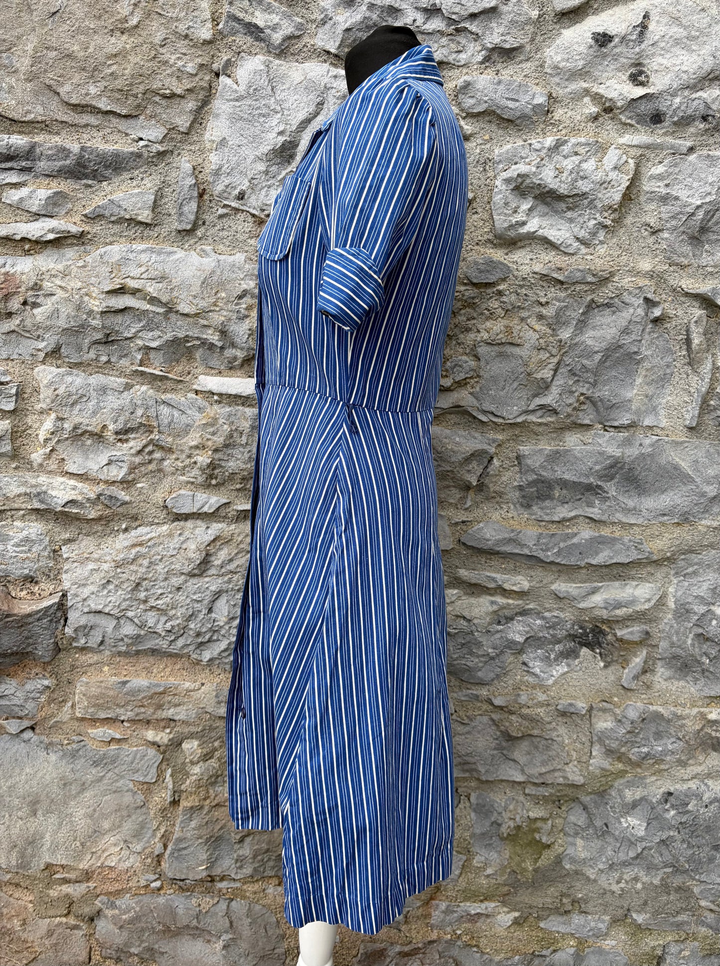80s blue&white stripy dress uk 8