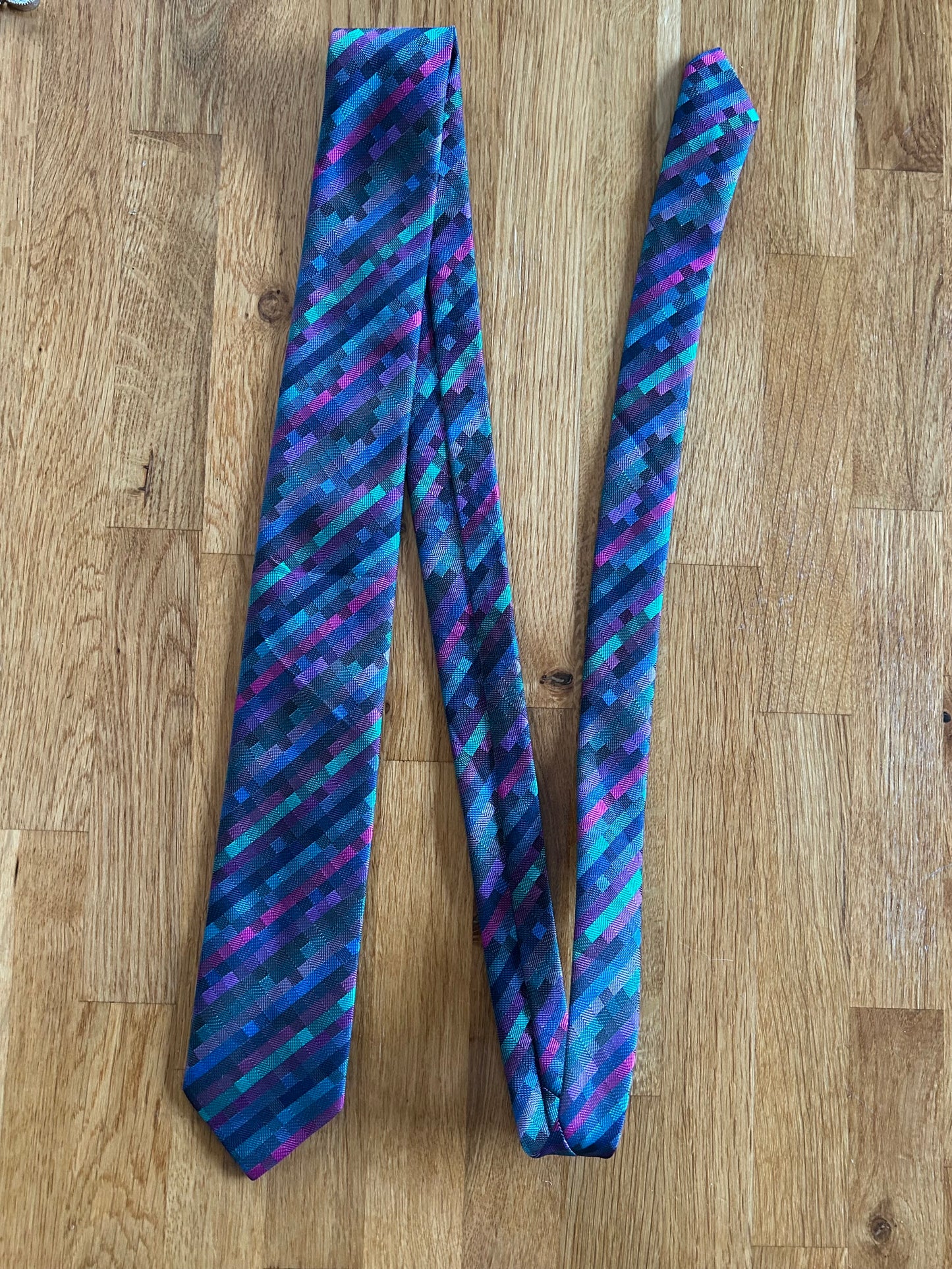 Purple,blue &green tie