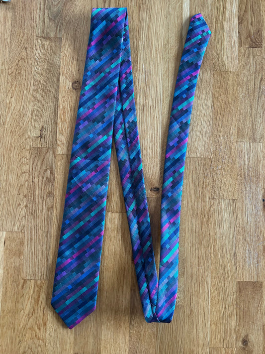 Purple,blue &green tie