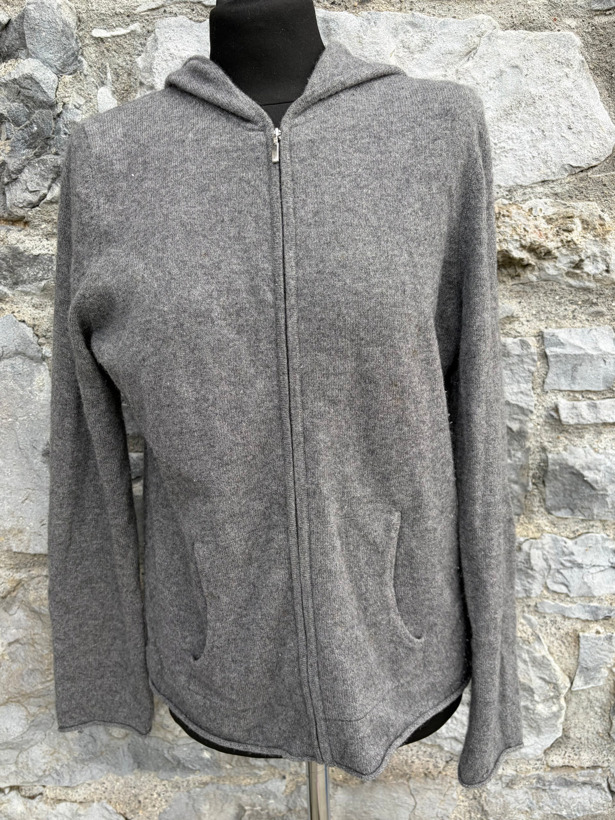 Grey hooded cashmere cardigan uk 10-12