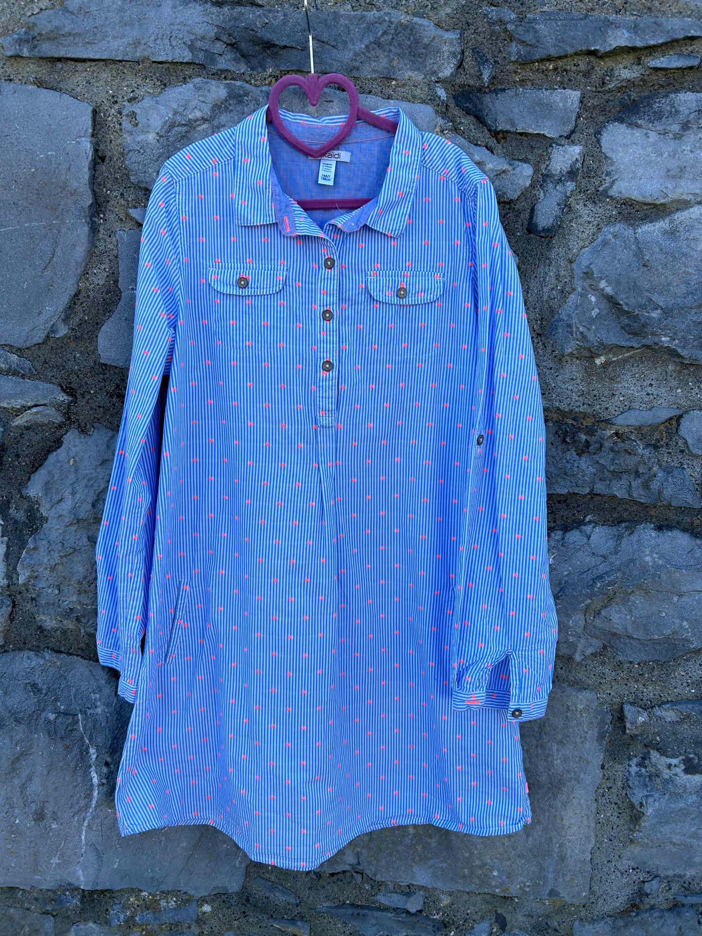 Blue stripy shirt dress  12-13y (152-158cm)