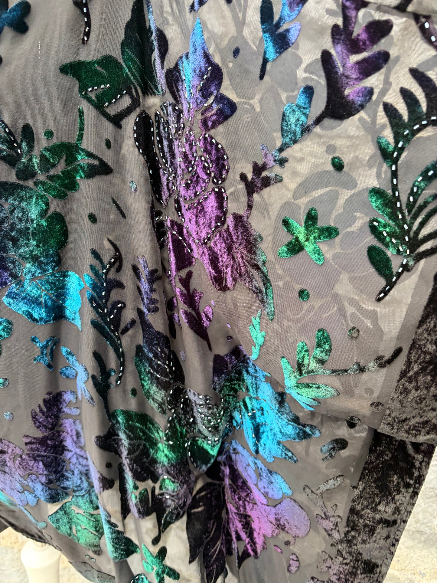 Stained glass floral velvet poncho uk 8-14