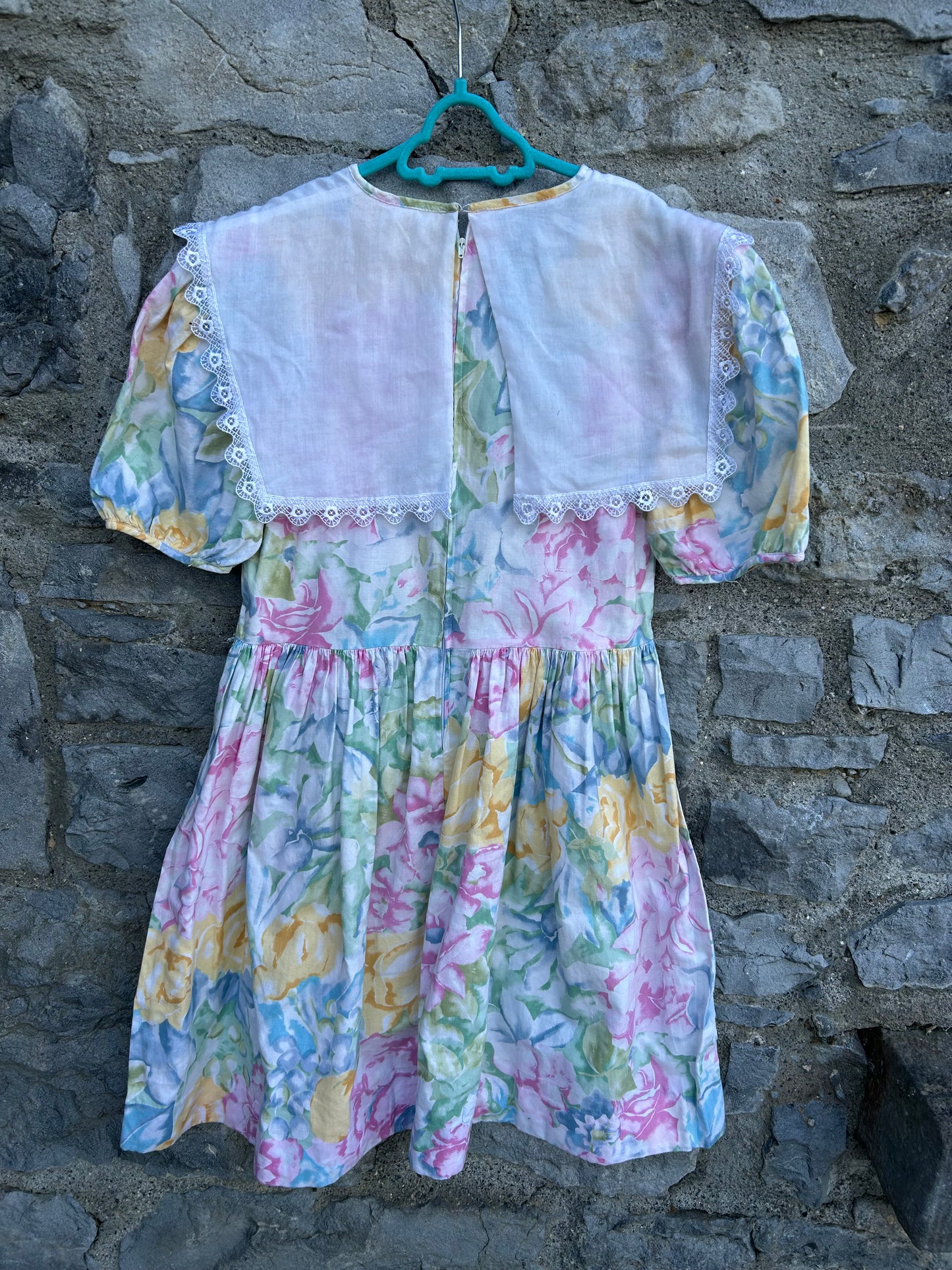 80s floral dress with big collar  12y (152cm)