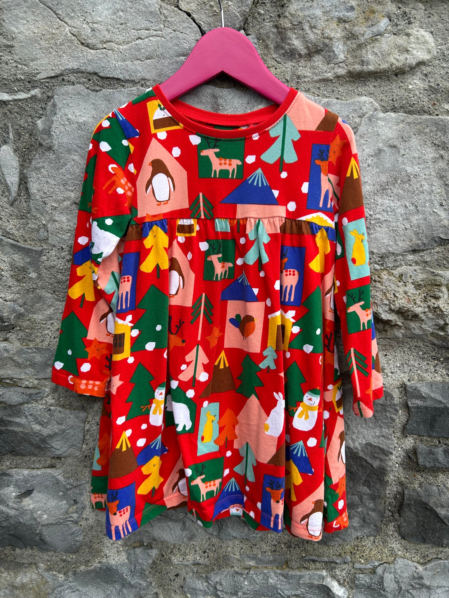 Colourful Christmas print dress  3-4y (98-104cm)