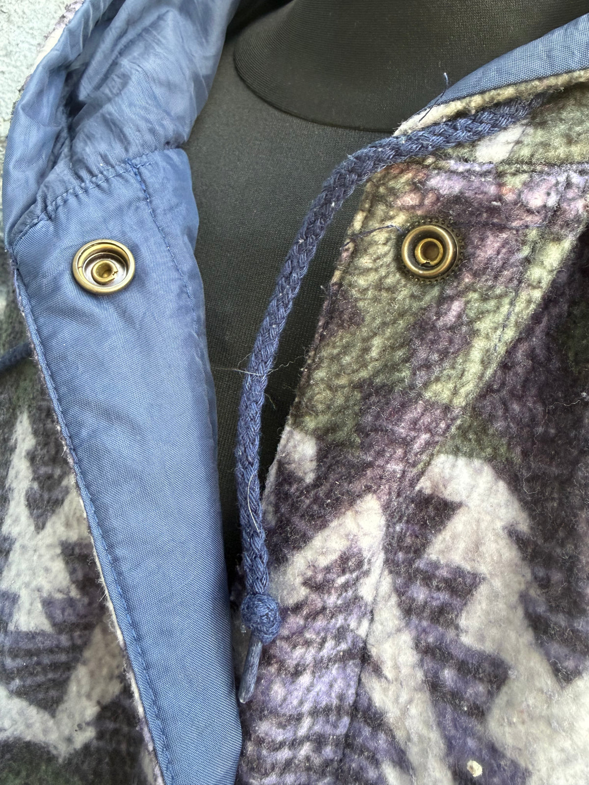 90s Aztec print fleece jacket reversible Large