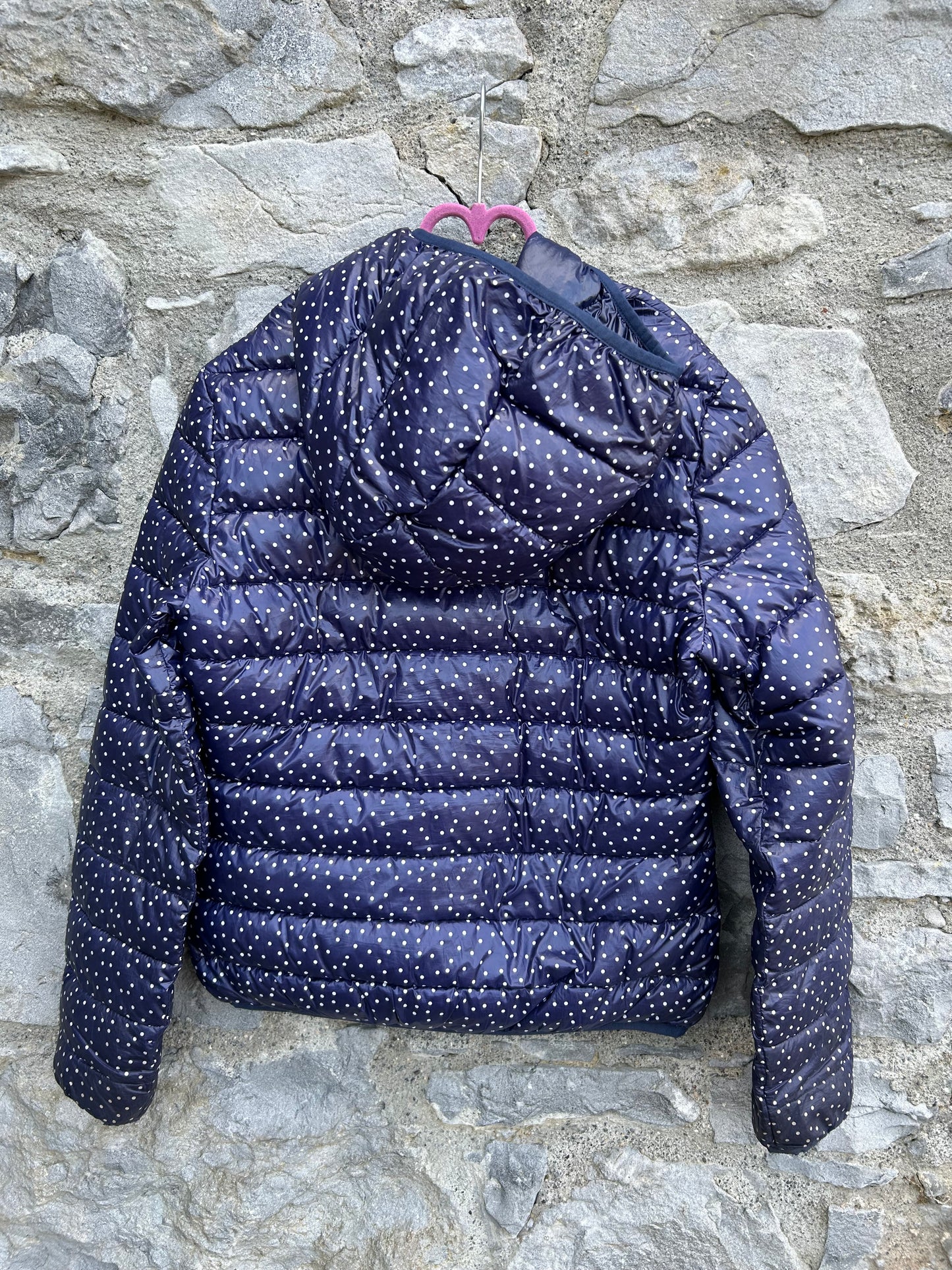 Spotty navy puffy jacket  11-12y (146-152cm)