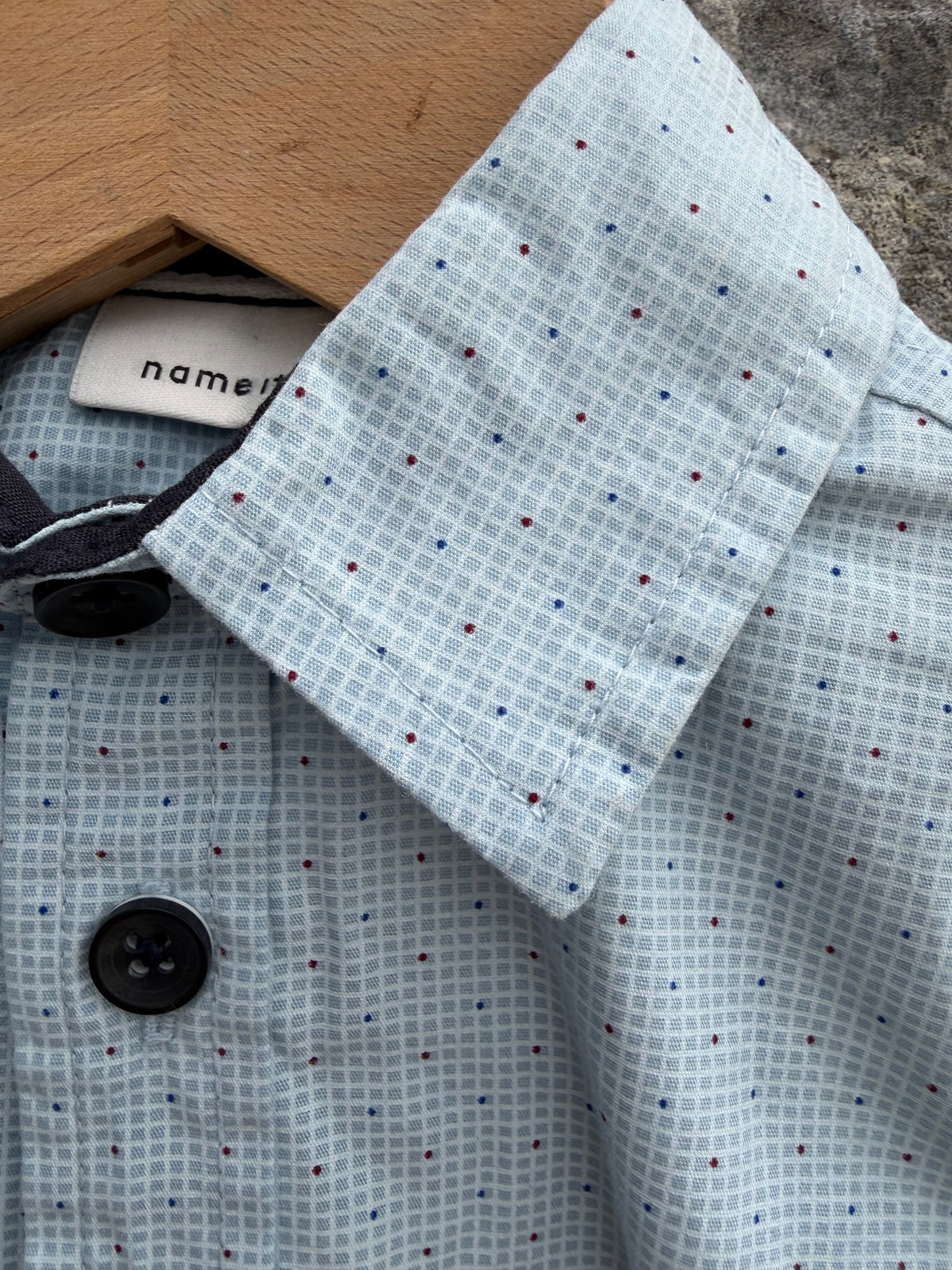 Blue tiny check shirt  9-12m (74-80cm)