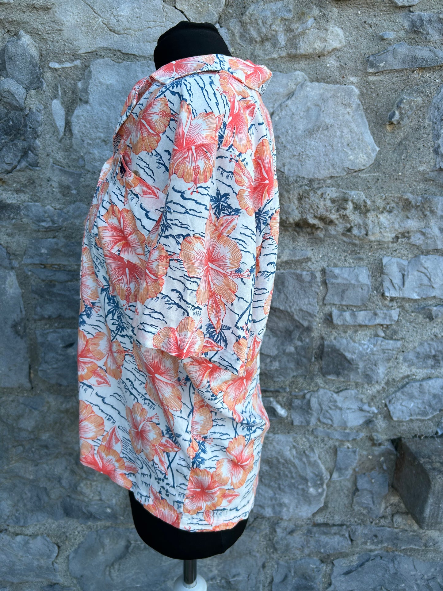 Hawaiian orange flowers shirt uk 10
