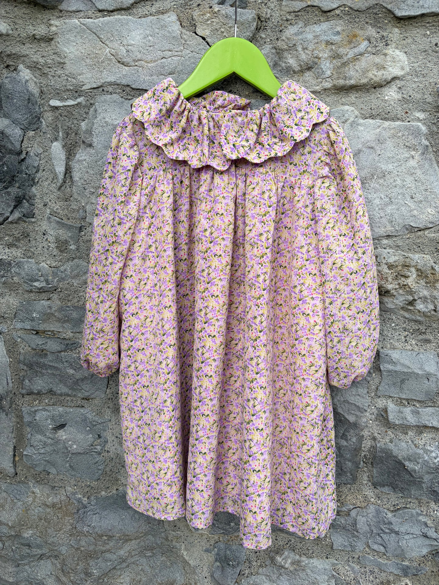 Pink floral big collar dress  4-5y (104-110cm)