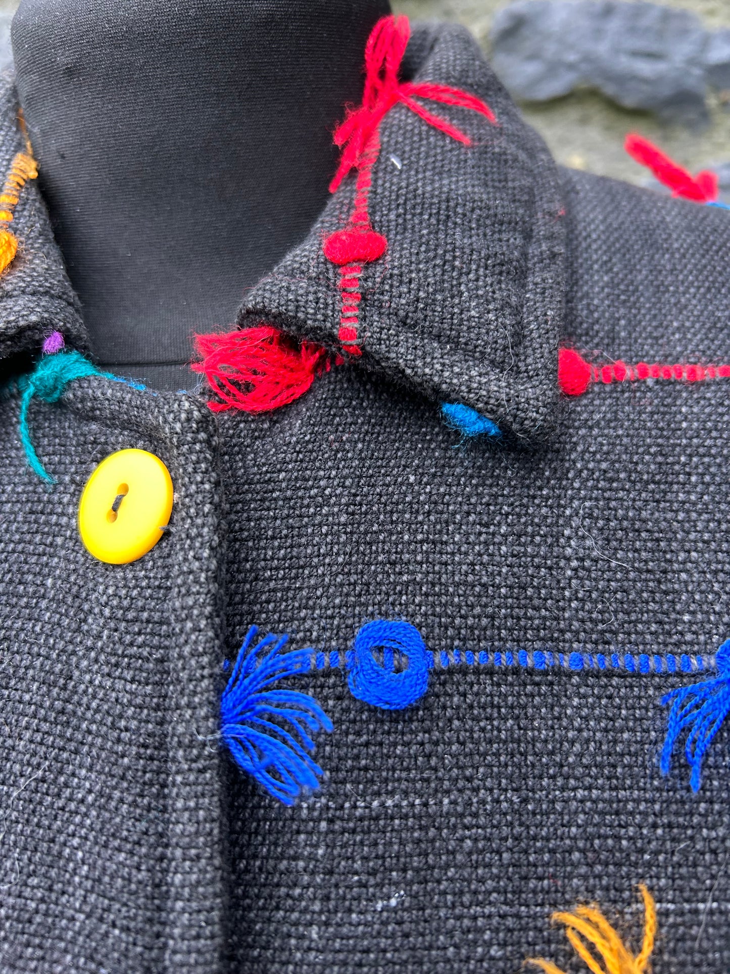 90s colourful grey jacket uk 6