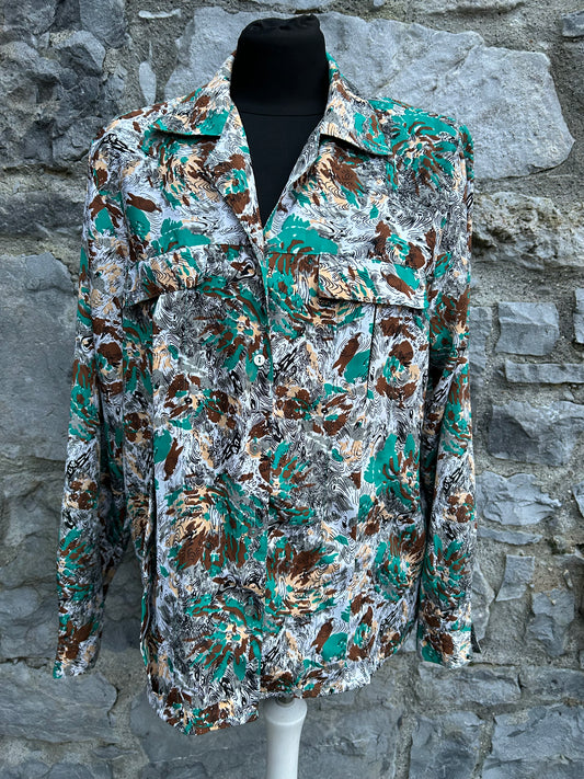 80s green&brown shirt uk 12