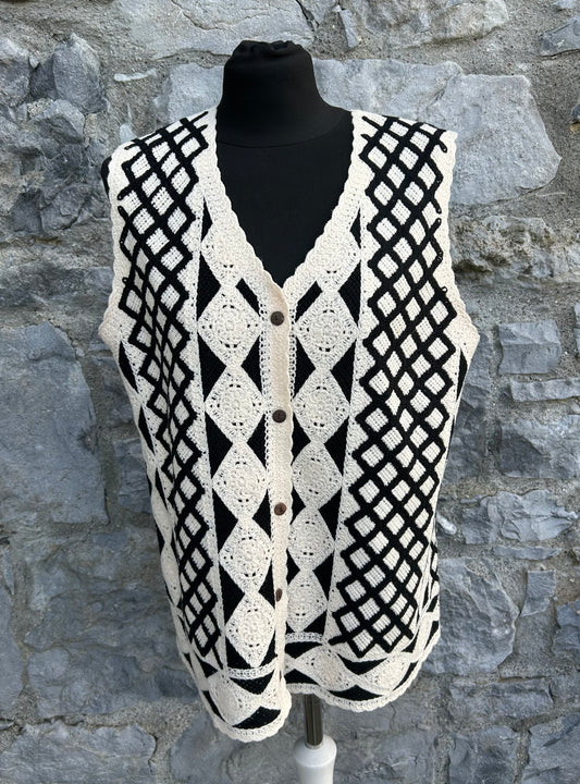 Black&white geometric waistcoat uk 14