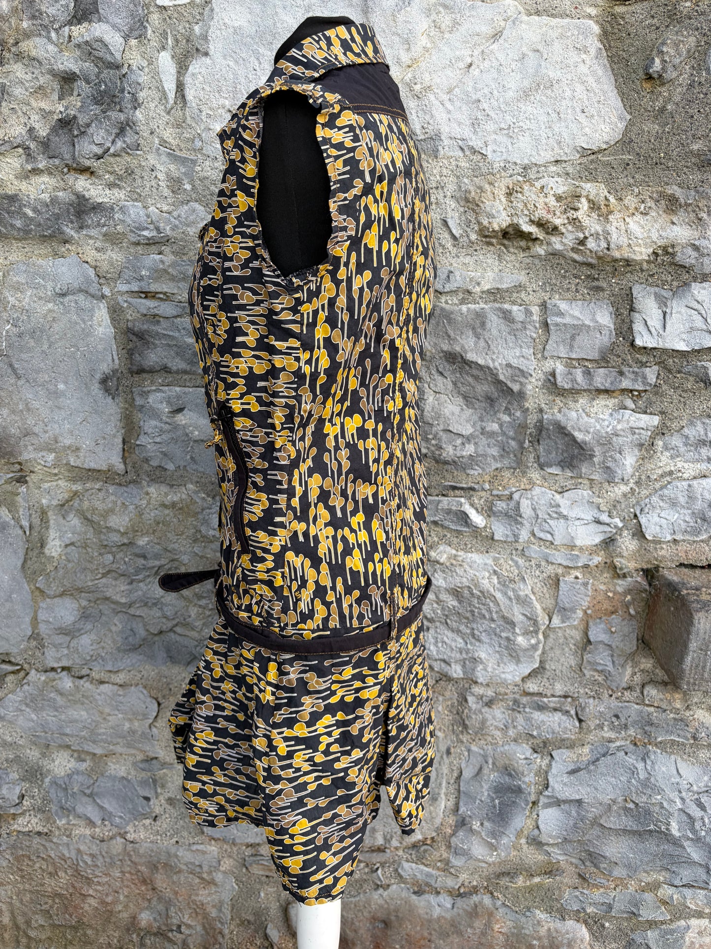Brown abstract pattern sleeveless dress uk 8-10