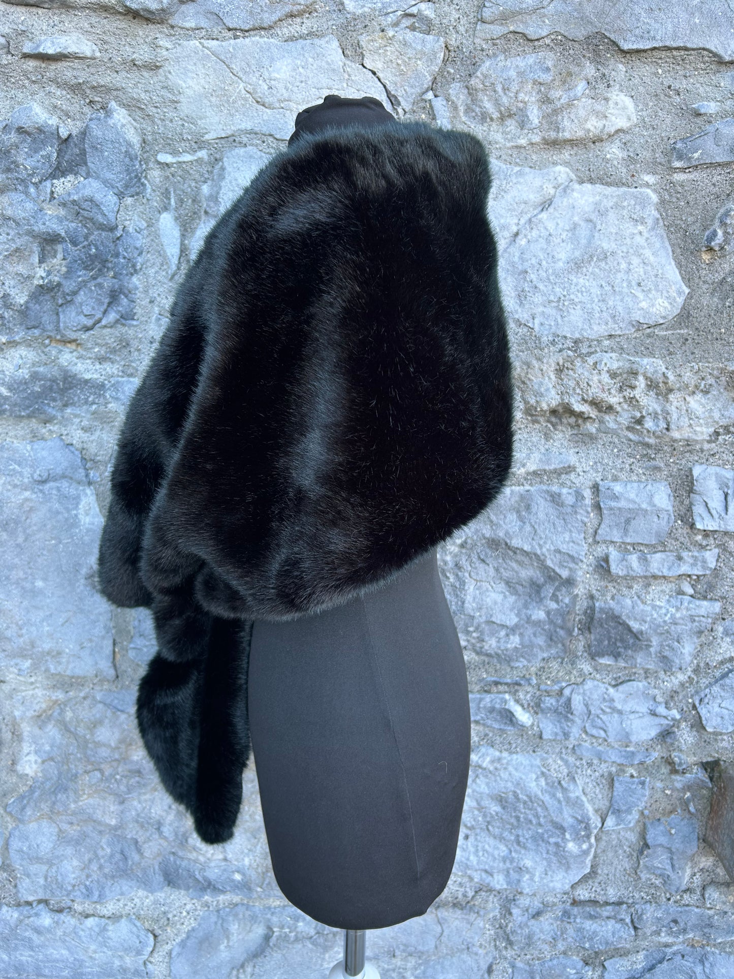 Black faux fur cape