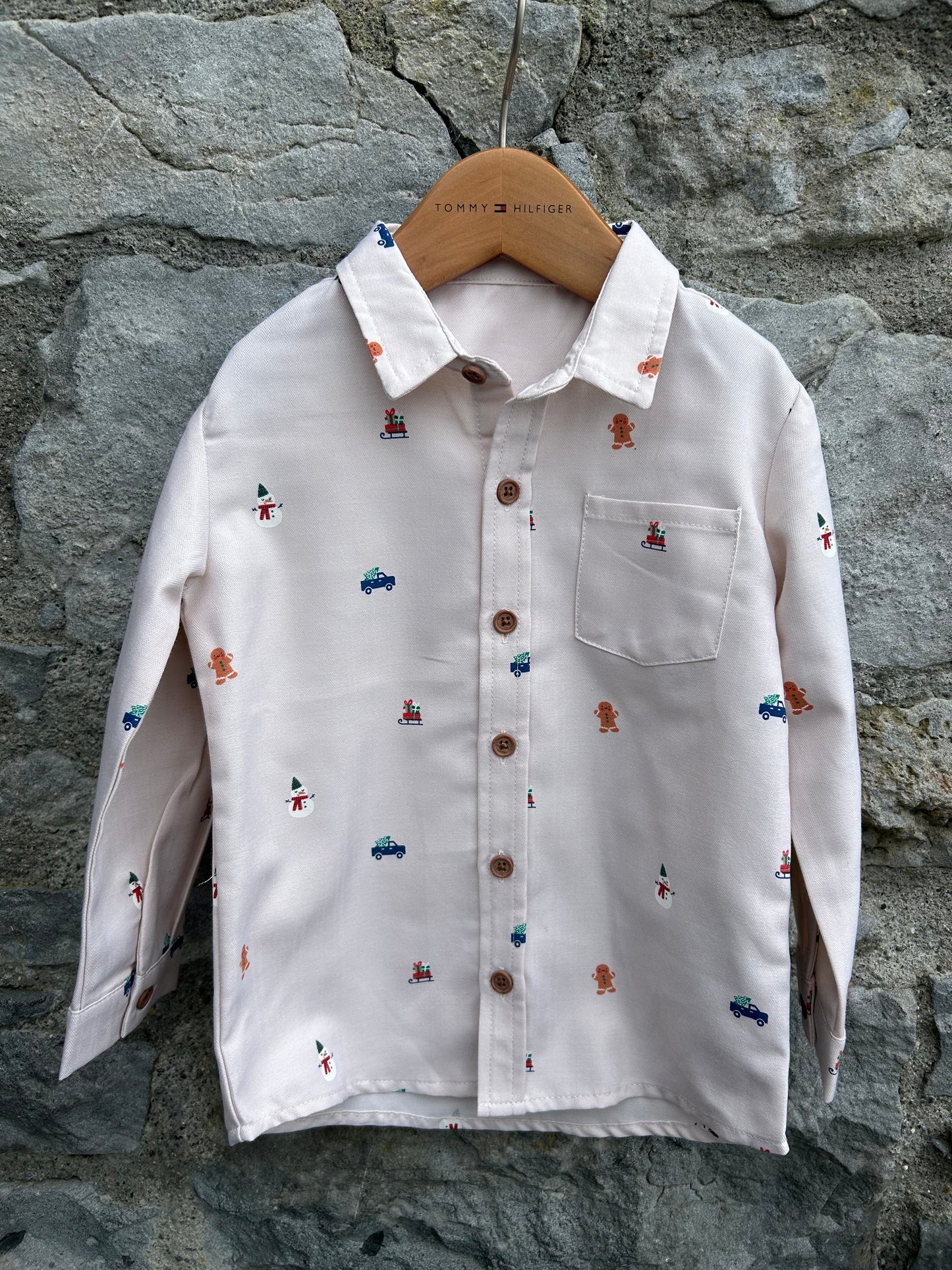 Christmas beige shirt  2-3y (92-98cm)