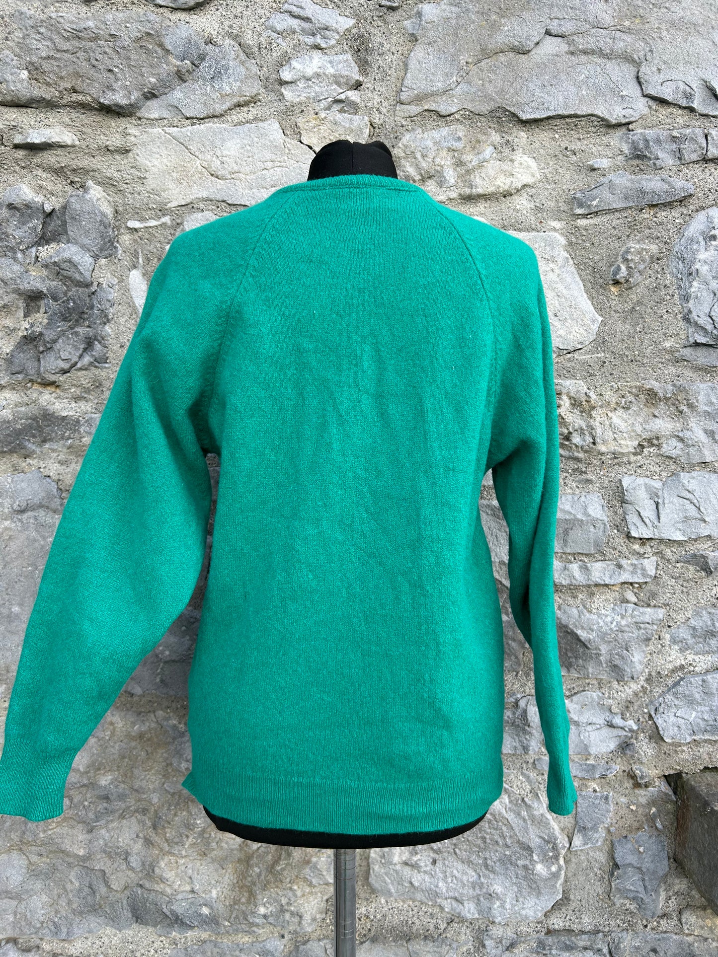 80s green woollen cardigan uk 10-12