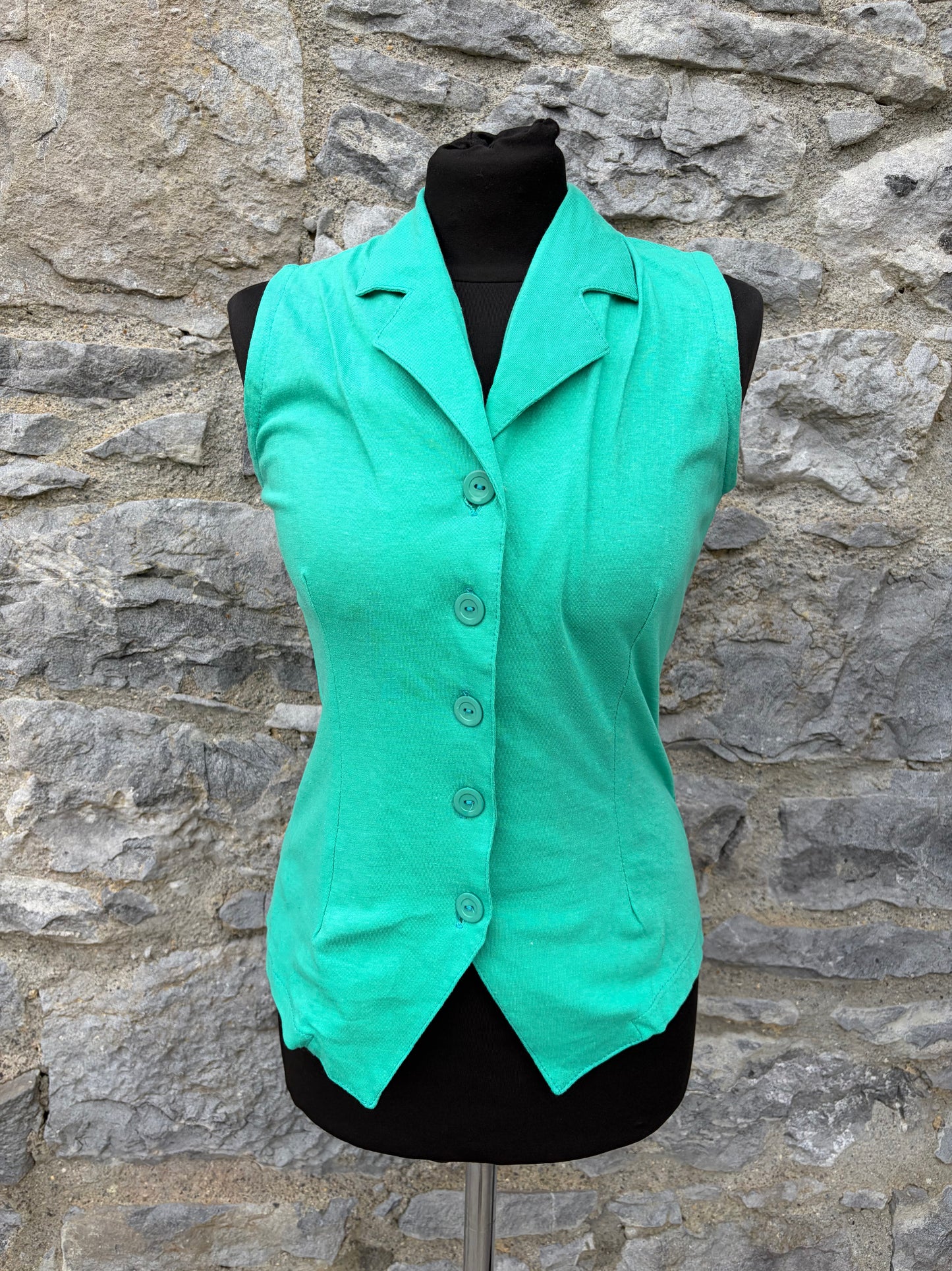 80s green waistcoat top uk 8-10