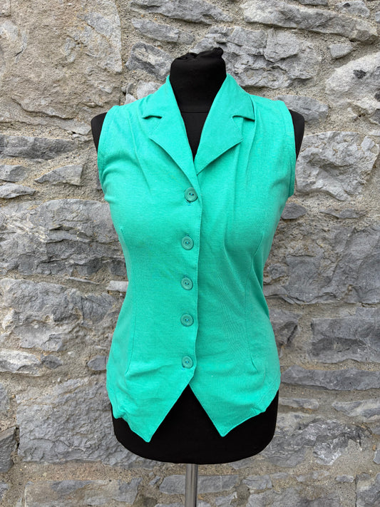 80s green waistcoat top uk 8-10