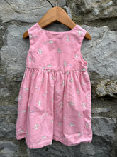 Load image into Gallery viewer, Pink bunny cord pinafore  6-12m (68-80cm)
