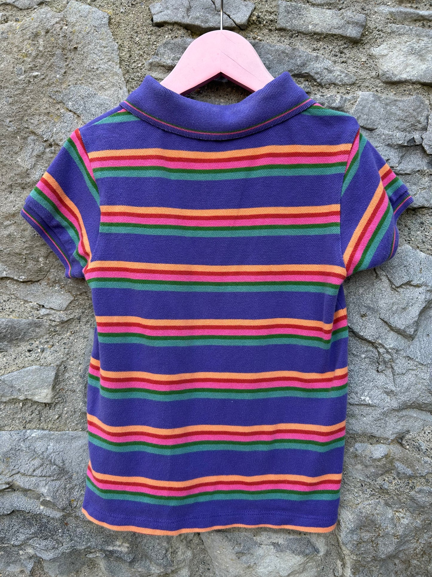 Colourful stripy purple polo top 5-6y (110-116cm)
